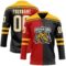 Custom Black White Red-Gold Split Fashion Hockey Lace Neck Jersey