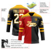 Custom Black White Red-Gold Split Fashion Hockey Lace Neck Jersey
