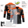 Custom Black Orange Gray-White Split Fashion Hockey Lace Neck Jersey