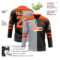 Custom Black Orange Gray-White Split Fashion Hockey Lace Neck Jersey