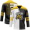 Custom Black Yellow-White Split Fashion Hockey Lace Neck Jersey