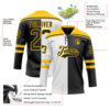 Custom Black Yellow-White Split Fashion Hockey Lace Neck Jersey