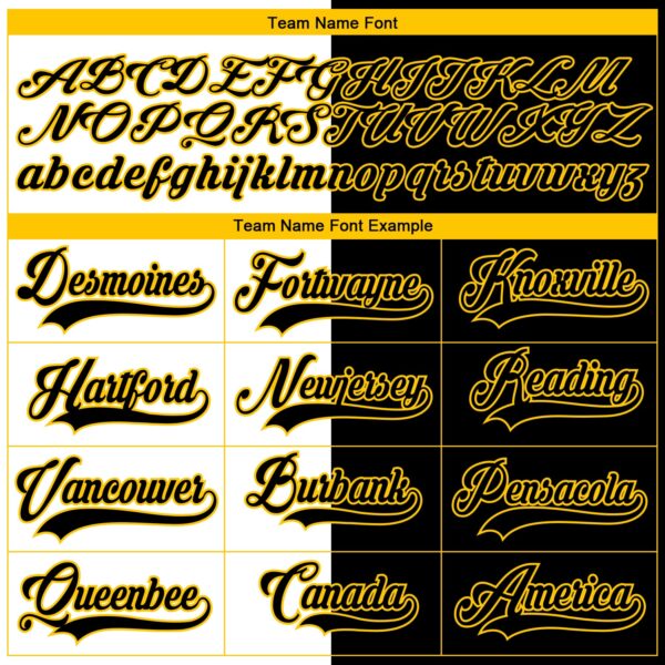 Custom Black Yellow-White Split Fashion Hockey Lace Neck Jersey