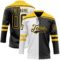 Custom Black Yellow-White Split Fashion Hockey Lace Neck Jersey