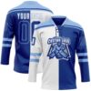 Custom Royal Light Blue-White Split Fashion Hockey Lace Neck Jersey