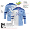 Custom Light Blue White-Royal Split Fashion Hockey Lace Neck Jersey