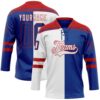 Custom Royal Red-White Split Fashion Hockey Lace Neck Jersey