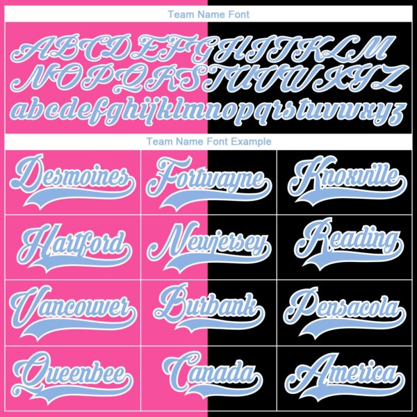 Custom Black Light Blue Pink-White Split Fashion Hockey Lace Neck Jersey