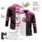 Custom Black Pink-White Split Fashion Hockey Lace Neck Jersey