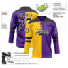 Custom Purple Black Yellow-White Split Fashion Hockey Lace Neck Jersey