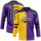 Custom Purple Black Yellow-White Split Fashion Hockey Lace Neck Jersey