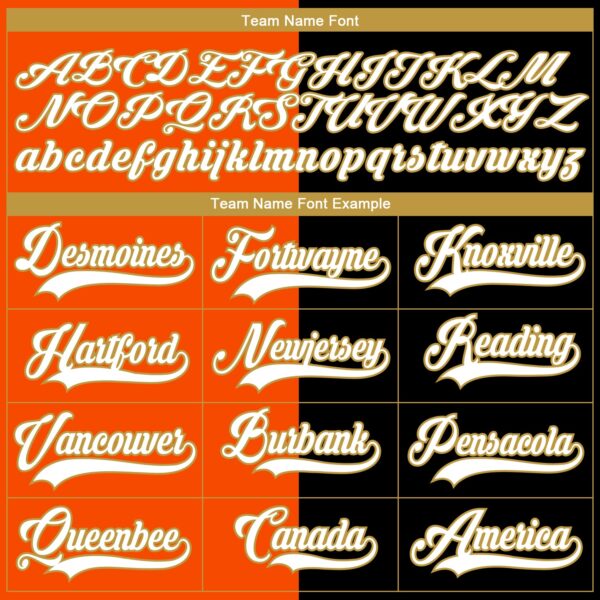 Custom Black White Orange-Old Gold Split Fashion Hockey Lace Neck Jersey