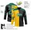 Custom Black Kelly Green Yellow-White Split Fashion Hockey Lace Neck Jersey