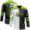 Custom Black Neon Green-White Split Fashion Hockey Lace Neck Jersey