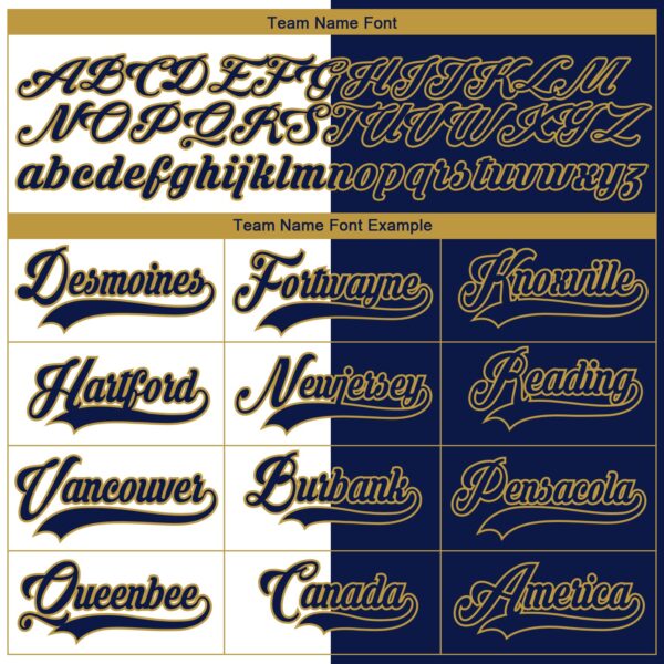 Custom Navy Old Gold-White Split Fashion Hockey Lace Neck Jersey