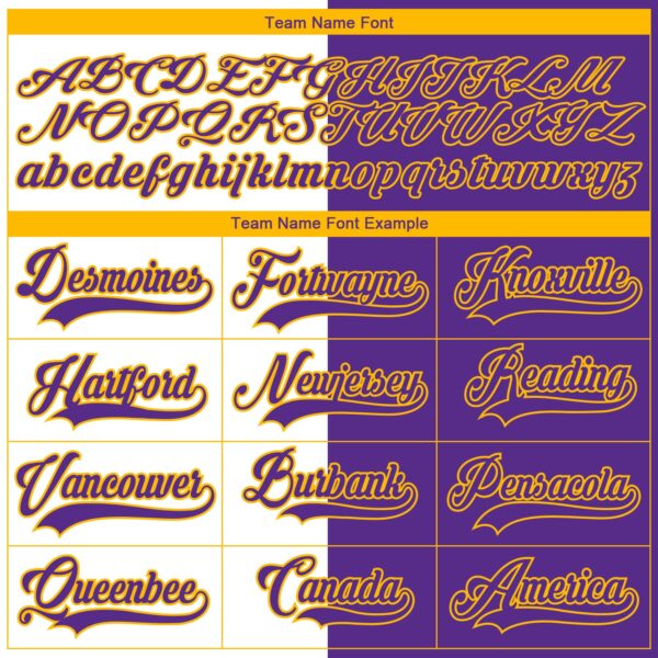 Custom Purple Gold-White Split Fashion Hockey Lace Neck Jersey