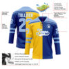 Custom Royal Light Blue Yellow-White Split Fashion Hockey Lace Neck Jersey