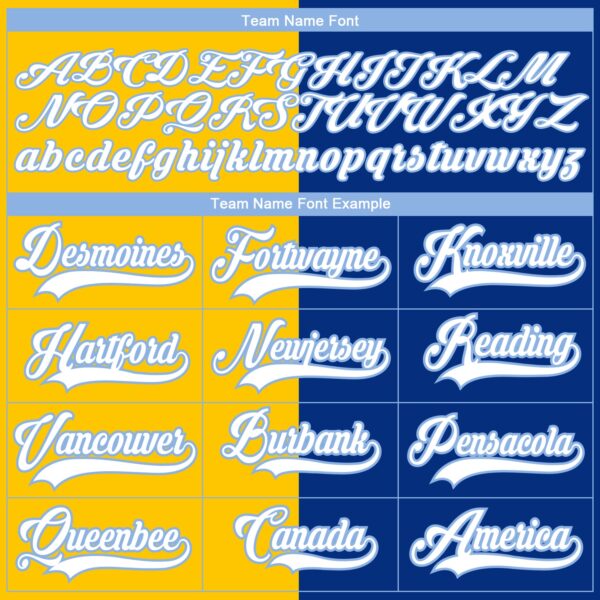 Custom Royal Light Blue Yellow-White Split Fashion Hockey Lace Neck Jersey