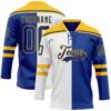 Custom Royal Gold-White Split Fashion Hockey Lace Neck Jersey