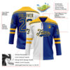 Custom Royal Gold-White Split Fashion Hockey Lace Neck Jersey