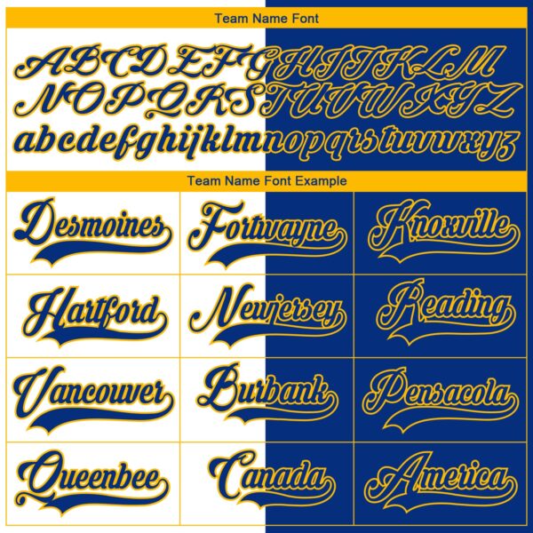 Custom Royal Gold-White Split Fashion Hockey Lace Neck Jersey