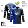 Custom Black White Royal-Light Blue Split Fashion Hockey Lace Neck Jersey