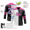 Custom Black Light Blue Pink-White Split Fashion Hockey Lace Neck Jersey
