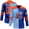 Custom Royal Orange Light Blue-White Split Fashion Hockey Lace Neck Jersey