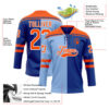 Custom Royal Orange Light Blue-White Split Fashion Hockey Lace Neck Jersey