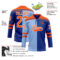 Custom Royal Orange Light Blue-White Split Fashion Hockey Lace Neck Jersey