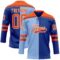 Custom Royal Orange Light Blue-White Split Fashion Hockey Lace Neck Jersey