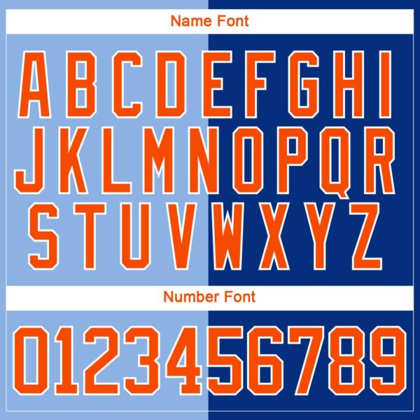 Custom Royal Orange Light Blue-White Split Fashion Hockey Lace Neck Jersey