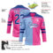 Custom Pink Royal Light Blue-White Split Fashion Hockey Lace Neck Jersey