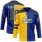 Custom Royal Black Yellow-White Split Fashion Hockey Lace Neck Jersey