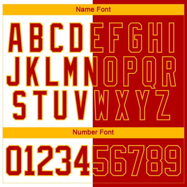 Custom Red Gold-White Split Fashion Hockey Lace Neck Jersey