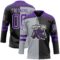 Custom Black Purple Gray-White Split Fashion Hockey Lace Neck Jersey