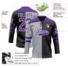 Custom Black Purple Gray-White Split Fashion Hockey Lace Neck Jersey