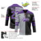 Custom Black Purple Gray-White Split Fashion Hockey Lace Neck Jersey