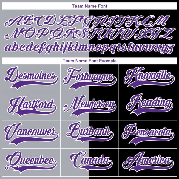 Custom Black Purple Gray-White Split Fashion Hockey Lace Neck Jersey