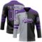Custom Black Purple Gray-White Split Fashion Hockey Lace Neck Jersey
