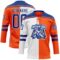 Custom Orange Royal-White Split Fashion Hockey Lace Neck Jersey