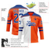 Custom Orange Royal-White Split Fashion Hockey Lace Neck Jersey