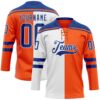 Custom Orange Royal-White Split Fashion Hockey Lace Neck Jersey