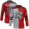 Custom Red Black Gray-White Split Fashion Hockey Lace Neck Jersey