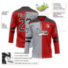 Custom Red Black Gray-White Split Fashion Hockey Lace Neck Jersey