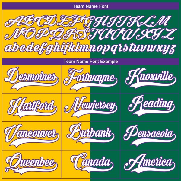 Custom Kelly Green Purple Yellow-White Split Fashion Hockey Lace Neck Jersey