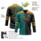 Custom Black Teal-Old Gold Split Fashion Hockey Lace Neck Jersey