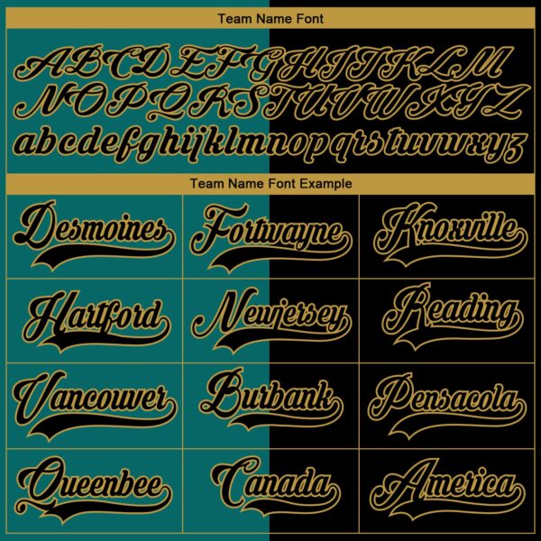 Custom Black Teal-Old Gold Split Fashion Hockey Lace Neck Jersey