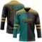 Custom Black Teal-Old Gold Split Fashion Hockey Lace Neck Jersey