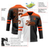 Custom Black Orange-White Split Fashion Hockey Lace Neck Jersey